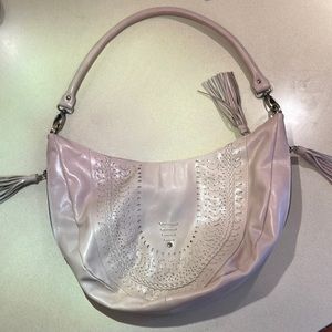 Stunning handmade leather bag in ivory/light blush color. Only used once.
